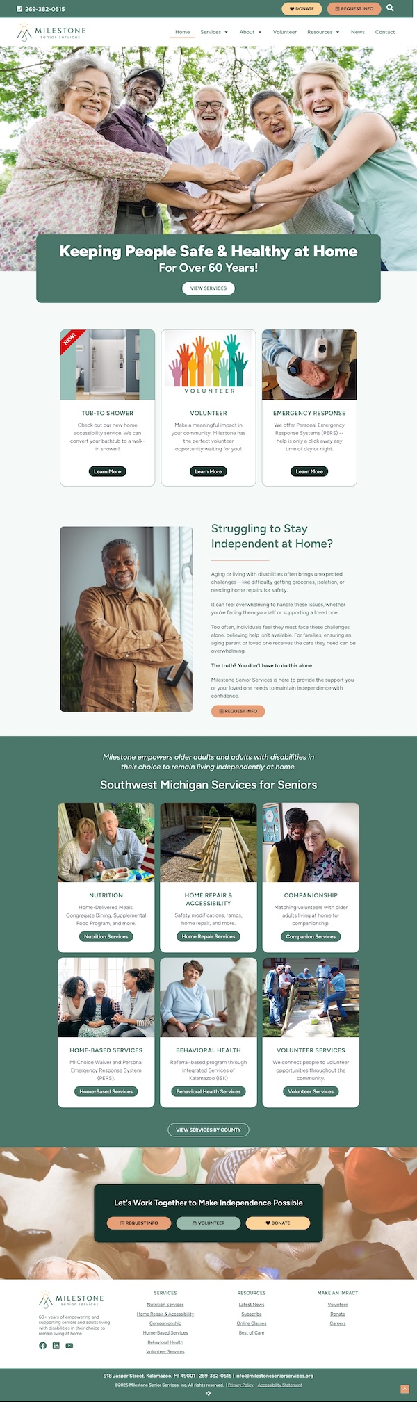 Milestone Senior Services Website Design