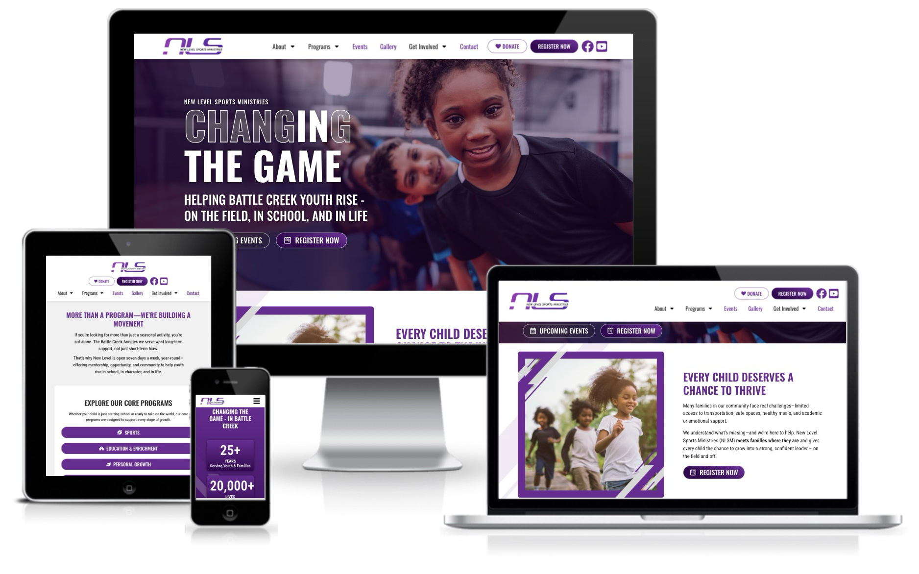 New Level Sports - Youth Sports Ministry Website Design in Battle Creek MI