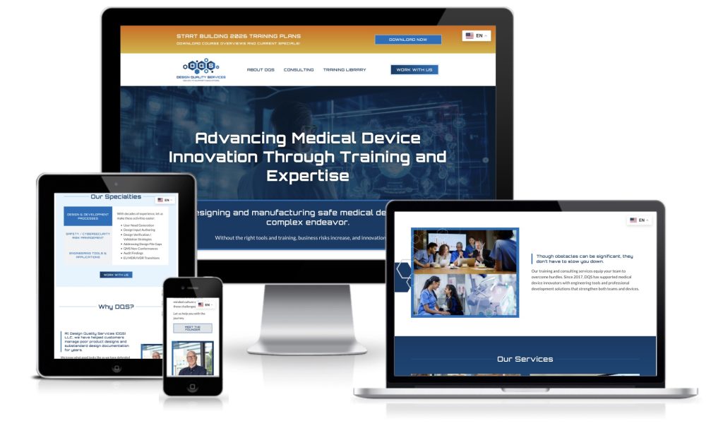Medical device training and consulting website design